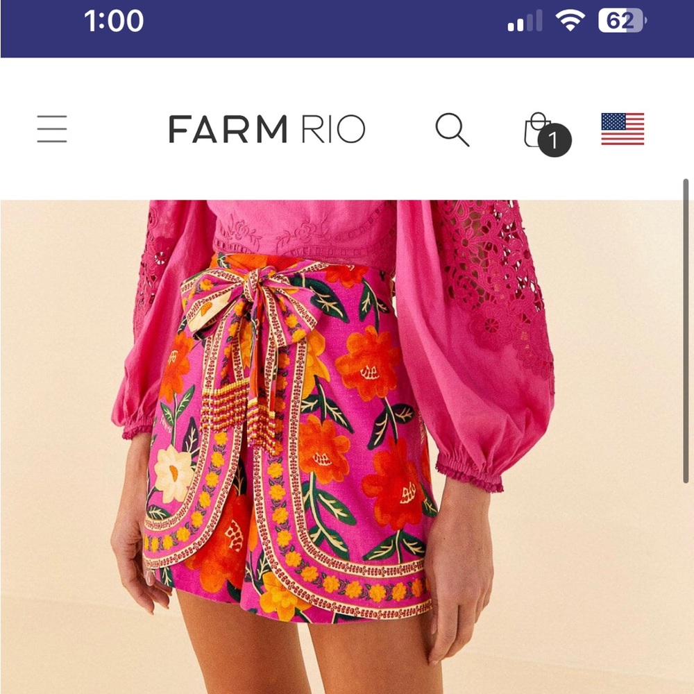 ISO Farm Rio Flower Tapestry Shorts- Size Small